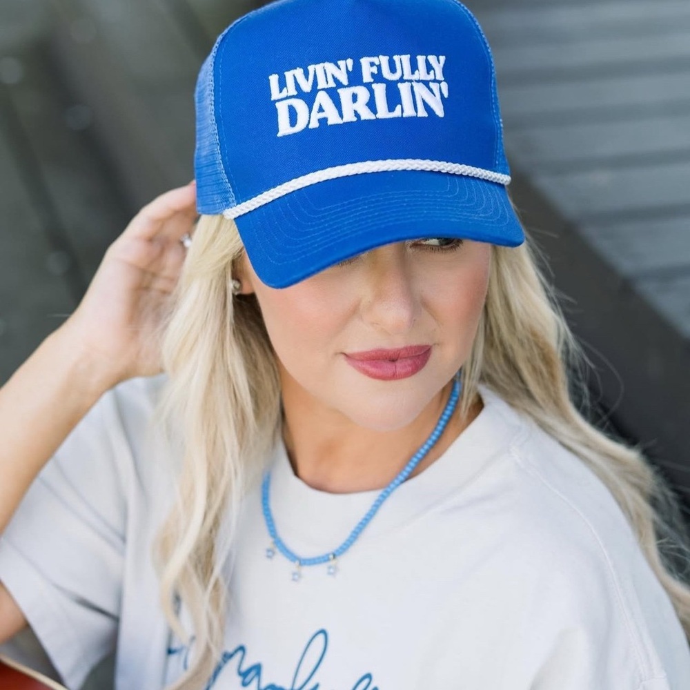 Blue 'Livin' Fully Darlin'' Trucker Hat